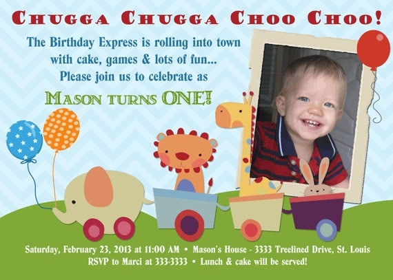 Animal Birthday Train Photo Birthday Party Invitation - Printable Il_570xn