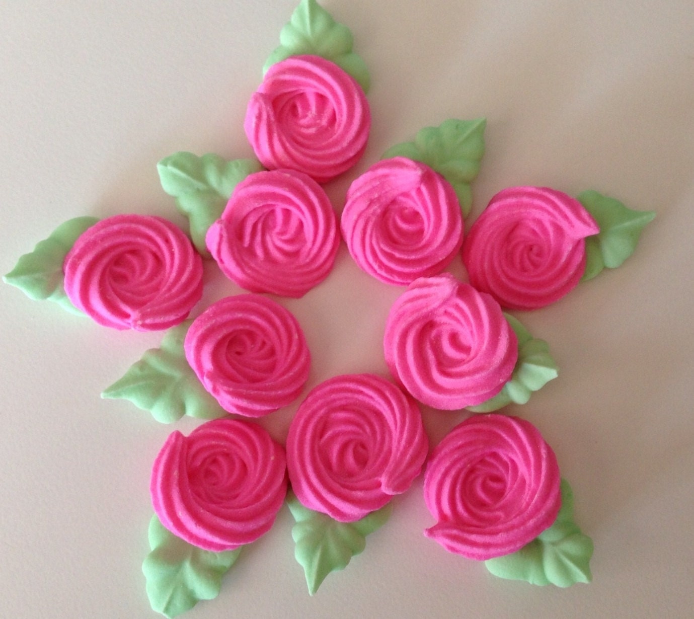 100 count royal icing flowers rosettes and leaves by CupcakeGems