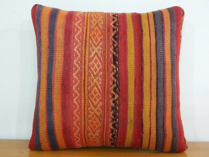Bohemian Wool Turkish Kilim Pillow Cover Ethnic Throw Pillow Ethnic Pillow Cover Ethnic Decorative Pillow Tribal Pillow Tribal home decor