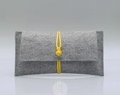 purse in gray felt and yellow paracord rope handmade in italy - FMLdesign