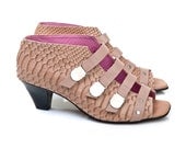 Now on Sale,  20% Discount!  Women sandals, high heel, nude leather, Electra model - LUCCAbyNoaLuria