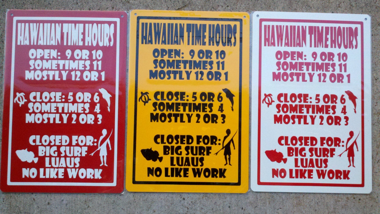 Items similar to NEW Hawaii Tin Sign Hawaiian Time Hours Fun Store Signage 6 x 9 inches on Etsy