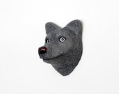 Handmade papier-mache smiling Wolf wall hanging - mould