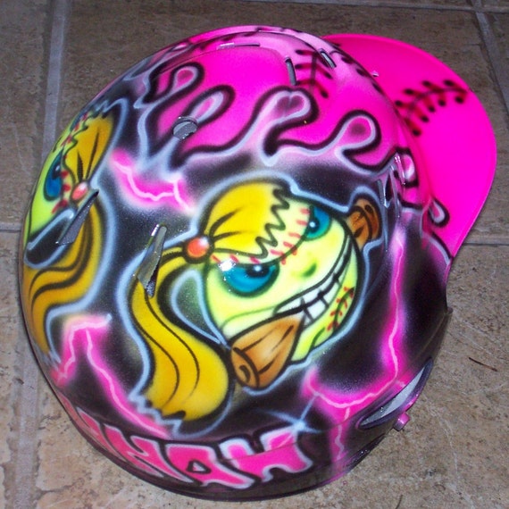 Softball Batting Helmet Airbrushed Fastpitch new by tonysairbrush