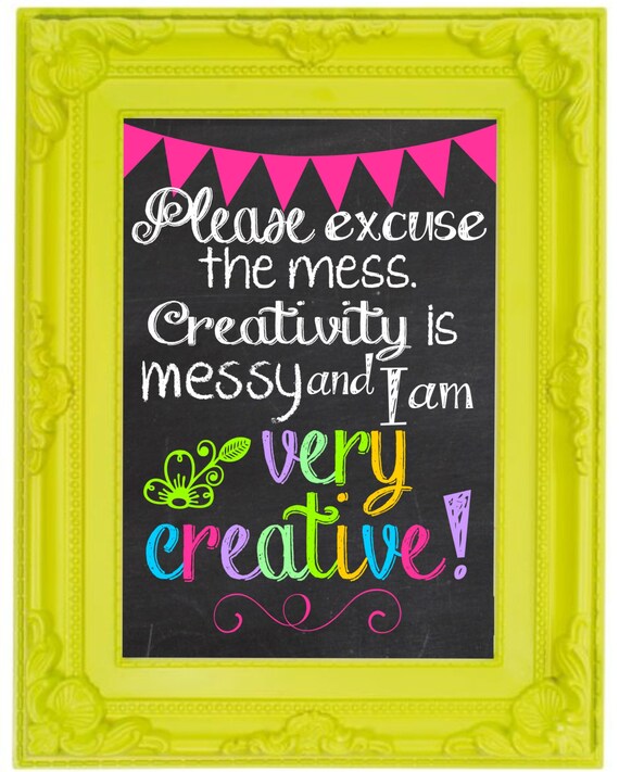 Creativity is Messy Chalkboard Wall Art Craft Room by RedbirdTrail