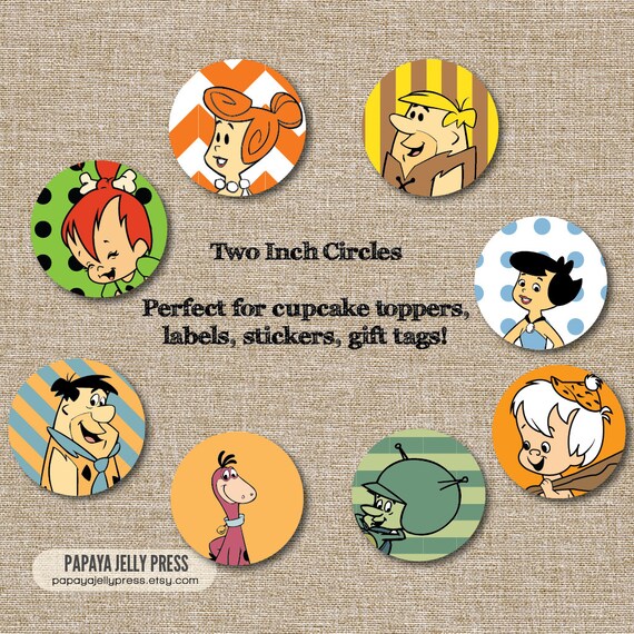 INSTANT DOWNLOAD - The Flintstones 2 inch Circles / Cupcake Toppers / Labels Il_570xn