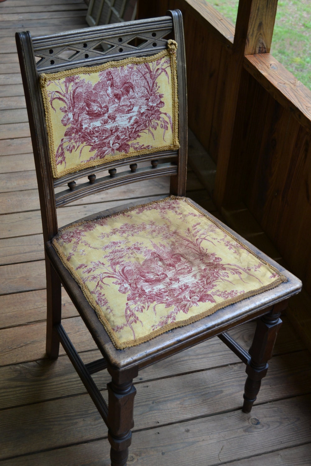 Vintage Antique Oak Chair Tin Bottom PanchosPorch - PanchosPorch