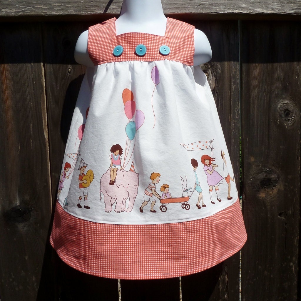 Girls Dress in Sizes 1 through 6 Featuring On Parade Fabric by Sarah Jane - msliesenfelder