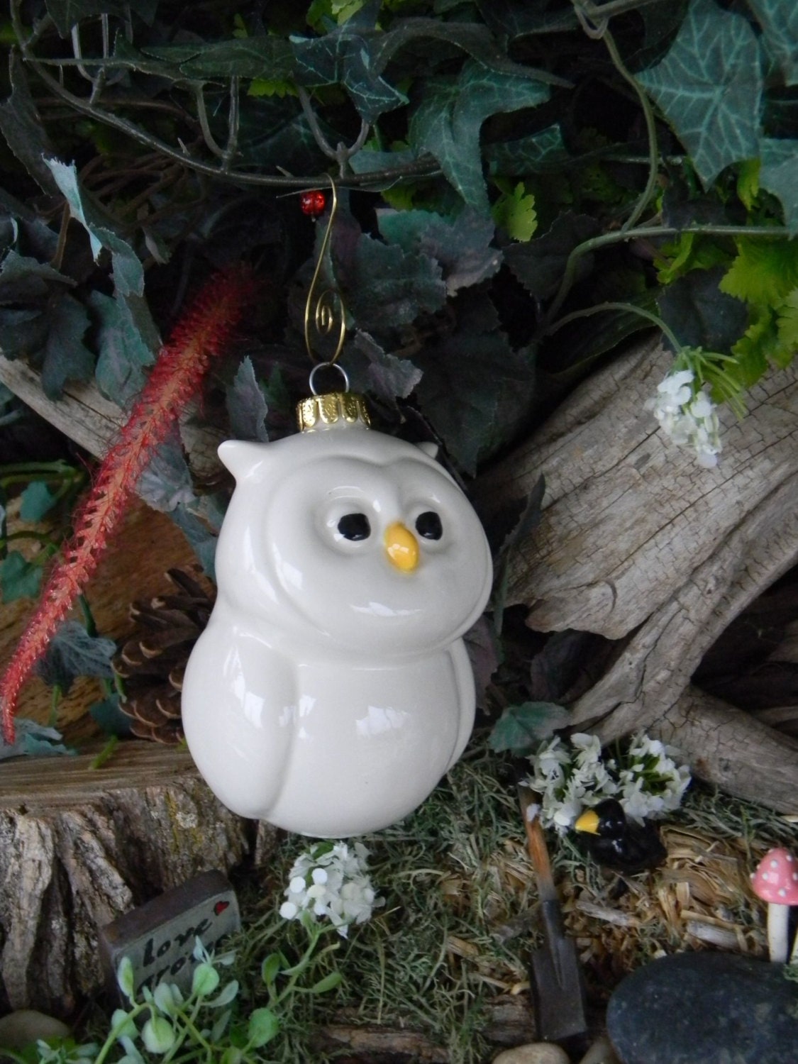 white owl christmas ornament ceramic by enchantdmushroomland white owl christmas ornament ceramic by enchantdmushroomland