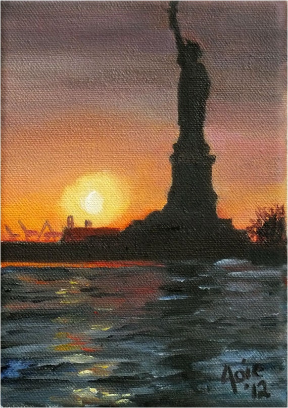 Statue of Liberty Original NYC Oil Painting 5x7in by ArtdeJoie