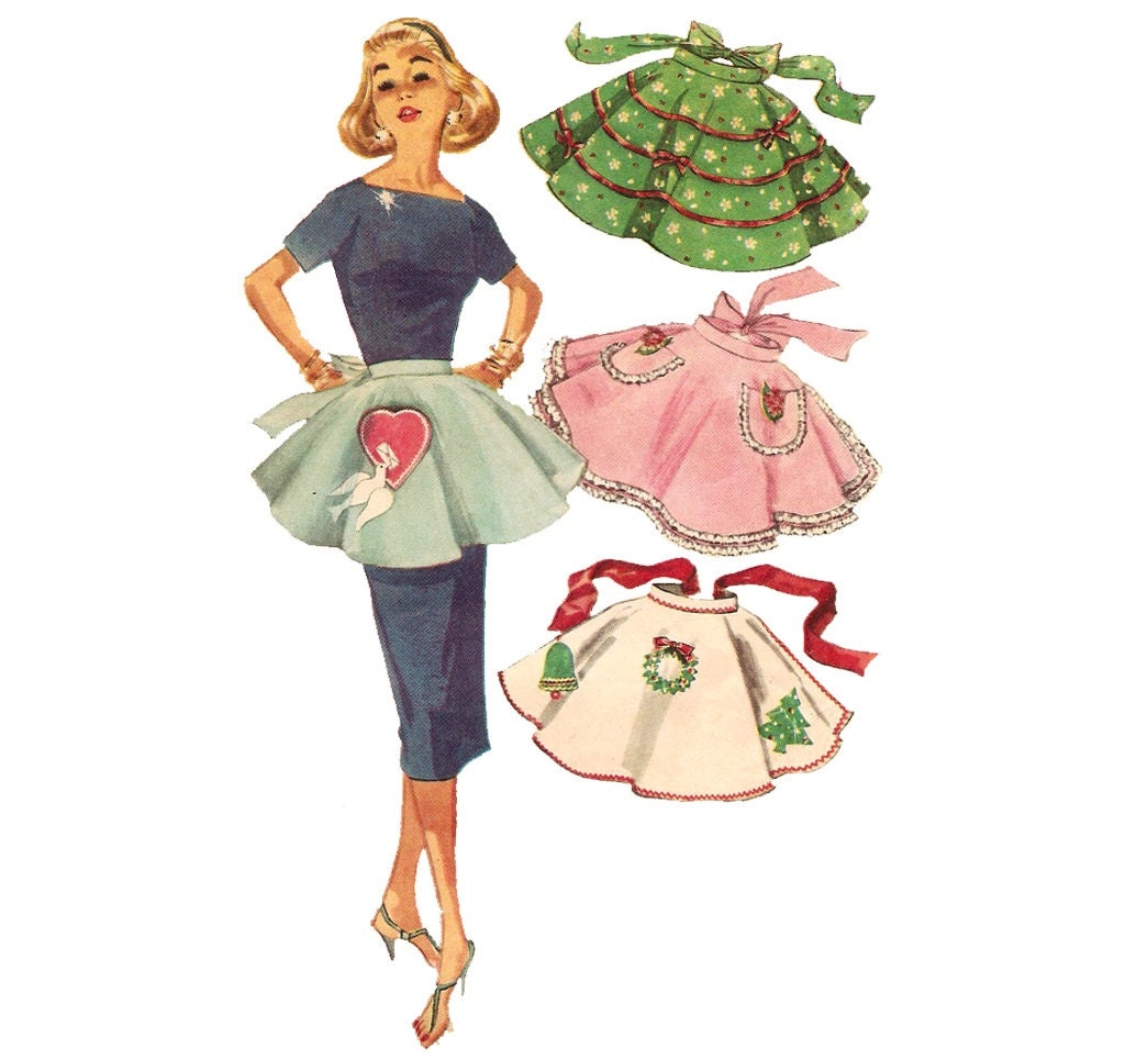 1950s Half Apron - Simplicity 1846 Vintage Pattern - One Size with Transfer - One Yard Apron