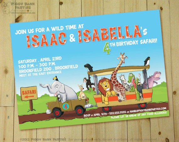 ZOO KROO Invitation - Personalized DIY Printable Safari Invite Il_570xn