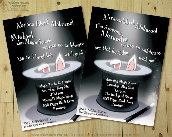 MAGIC TRICK Invitation - Personalized DIY Printable Magician Inspired Invite Il_570xn