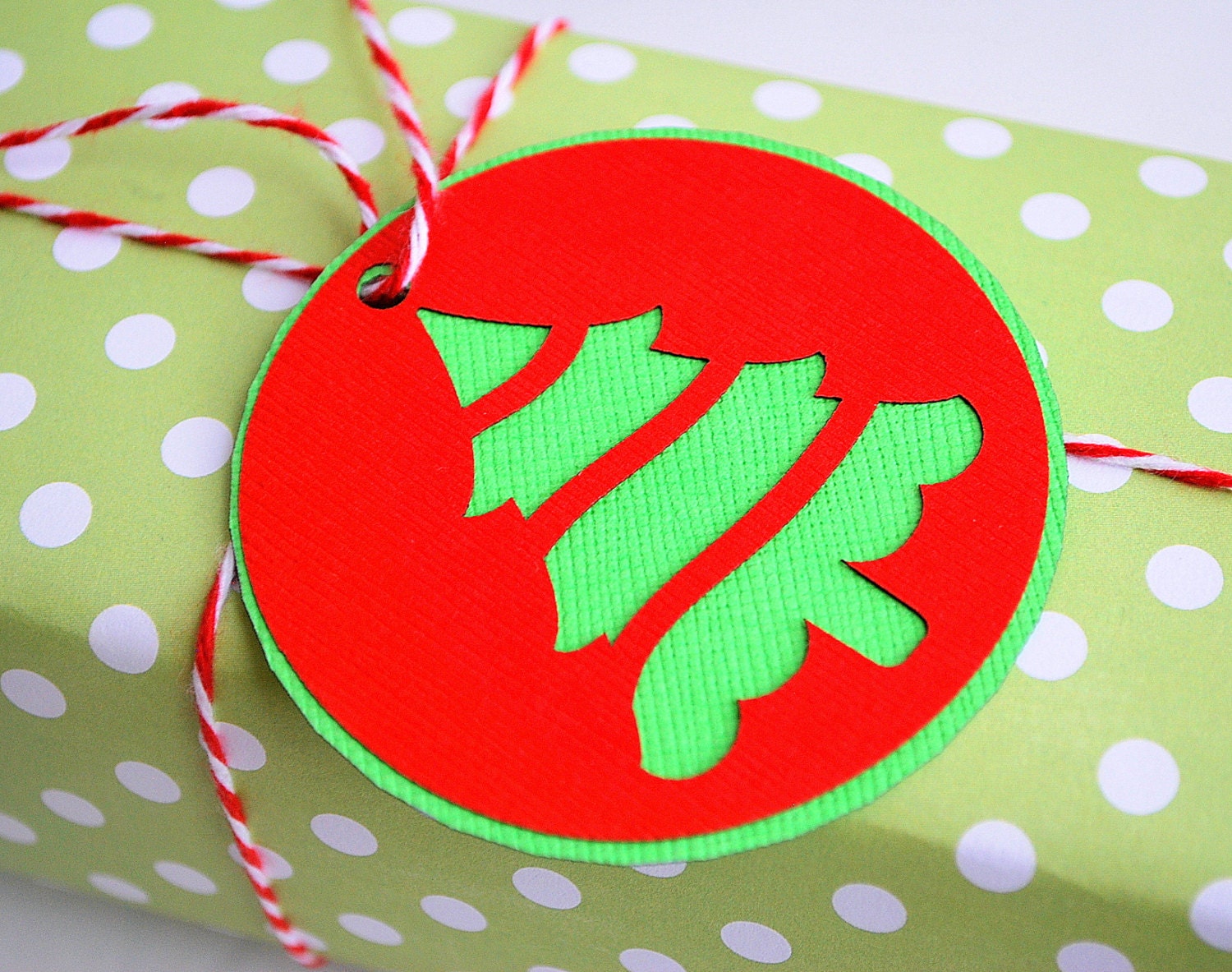 12 Christmas Tree Die Cut Christmas Tags or Package Labels A633 Il_570xn