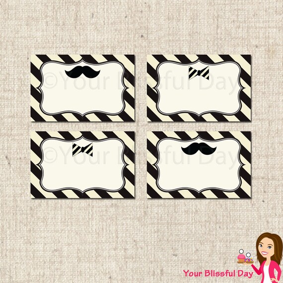 PRINTABLE Mustache Bash Label Tents Il_570xn