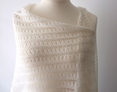 ecru silk lace shawl wedding stole made to order bridal wrap handknit luxurious - KnitsDeLuxe