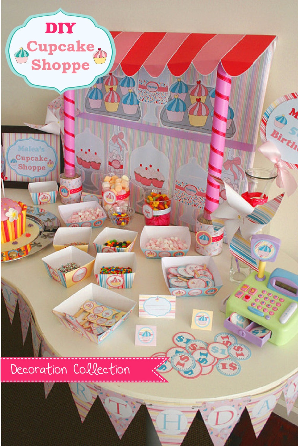 Cupcake Party Decoration DIY Printable Kit - INSTANT DOWNLOAD Il_570xn