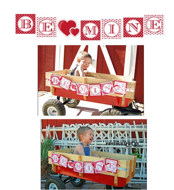 DIY Be Mine Valentines Party PRINTABLE Be Mine BANNER red white hearts Il_570xn