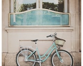 paris photograph, mint, paris bicycle photograph, bicycle photograph, turquoise, teal, wanderlust, color photograph, paris decor, bike - oohprettyshiny