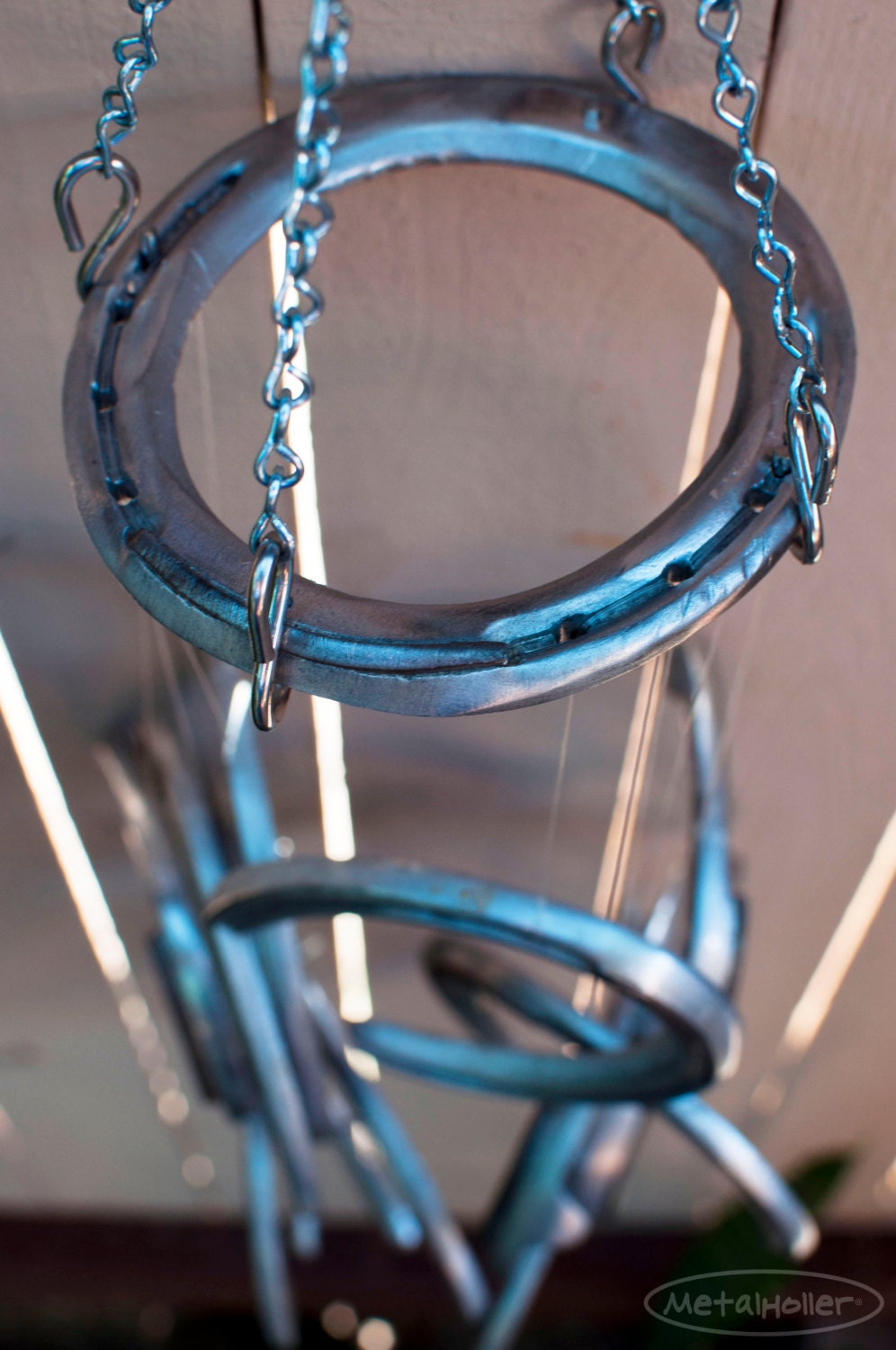 Recycled Race Horseshoe Wind Chime. Aluminum. Horse by MetalHoller