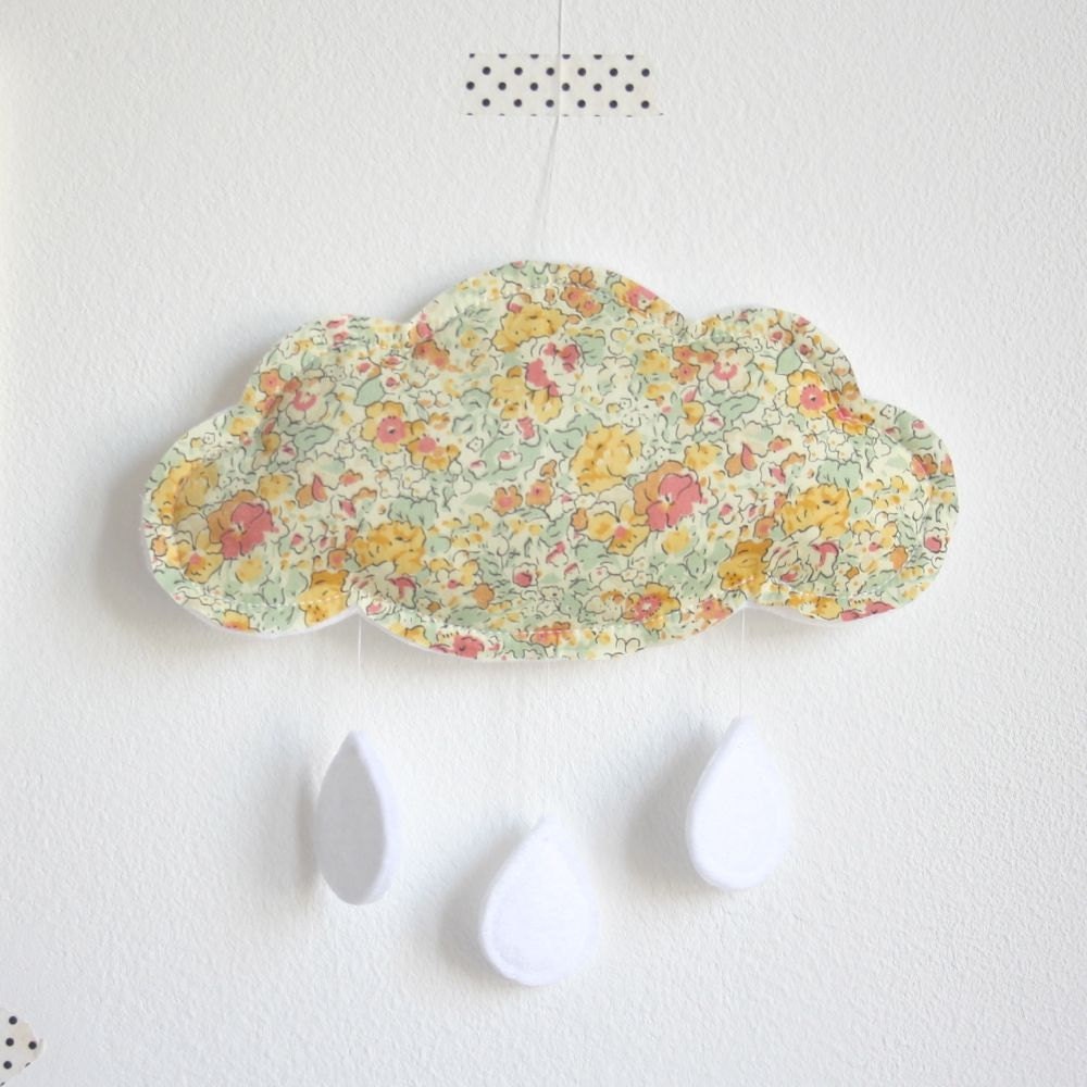 Cloud Baby Crib Mobile - Liberty London Yellow Peach