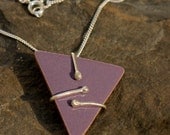 Purple/Mauve/Lilac enameled triangle necklace. - EraJewellery
