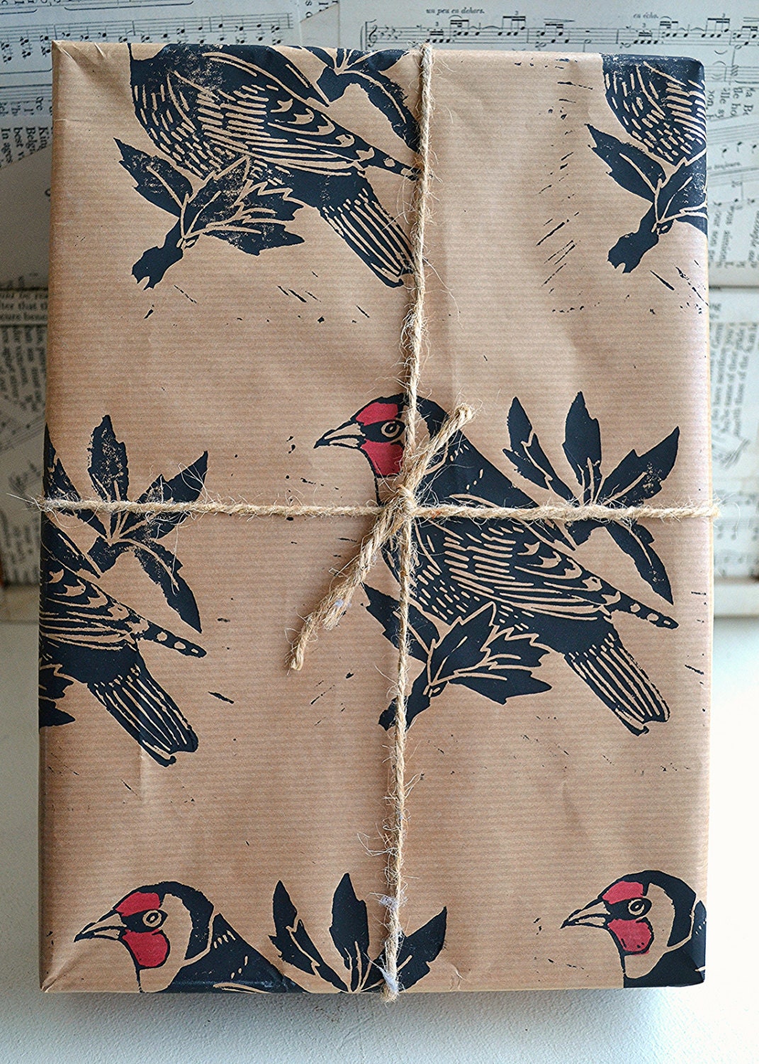 Main imprimé Goldfinch britannique oiseau cadeaux - une seule feuille - 50 x 70 cms
