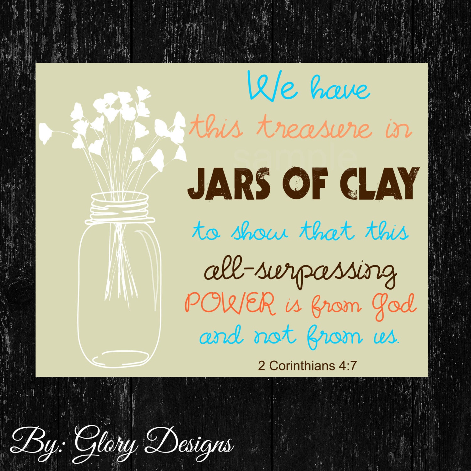 Bible Verse Scripture art Mason Jar Wall art by glorydesigns