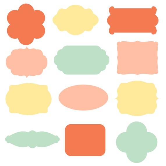 Digital Labels // Sprinkles // Yellow, Mint, Coral // png files // 300 DPI // Instant Download // Commercial and Personal Use Il_570xn