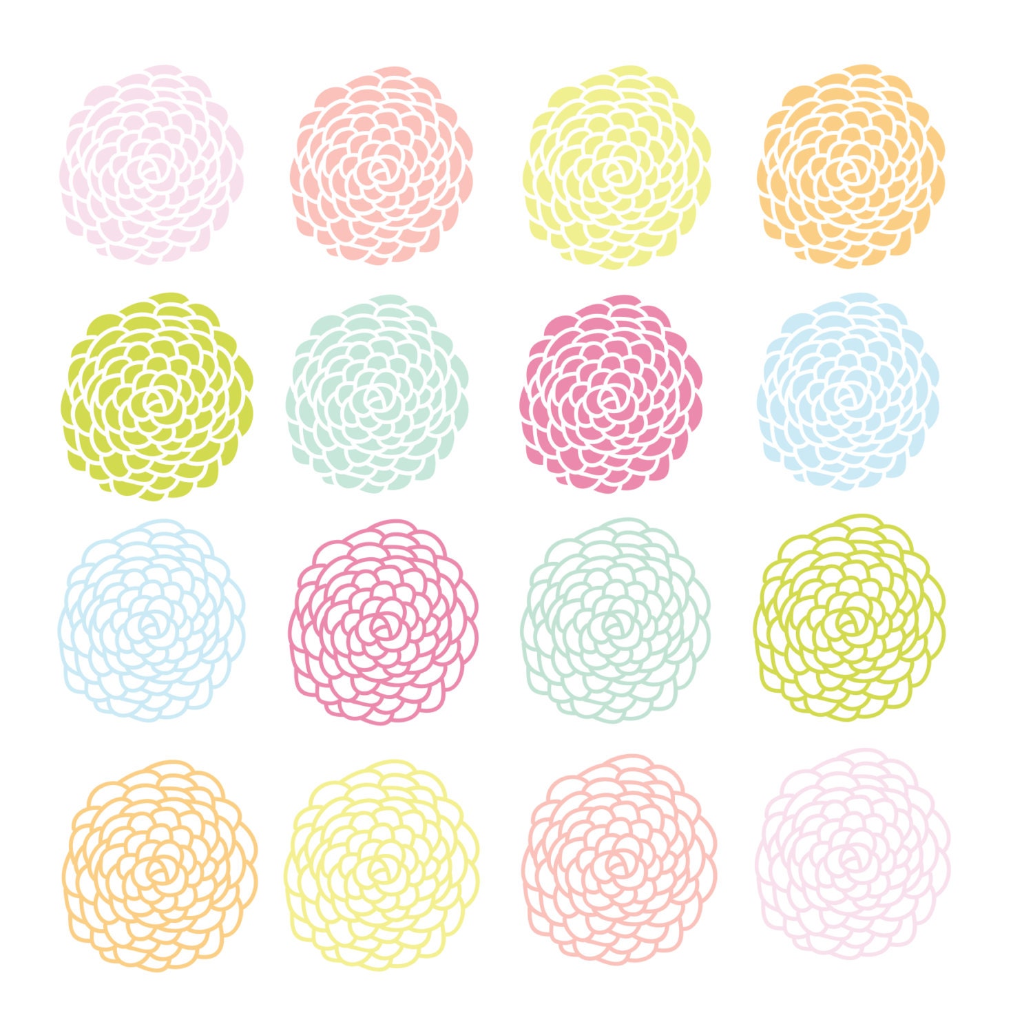 INSTANT DOWNLOAD // Digital Clip Art // Ranunculus Clip Art Flowers // Spring Summer Flower Clipart Il_570xn