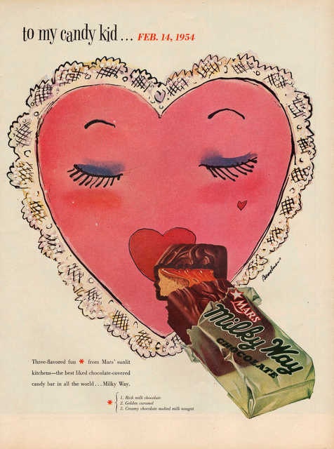 Vintage 1954 Milky Way candy bar print ad Valentines by Vividiom