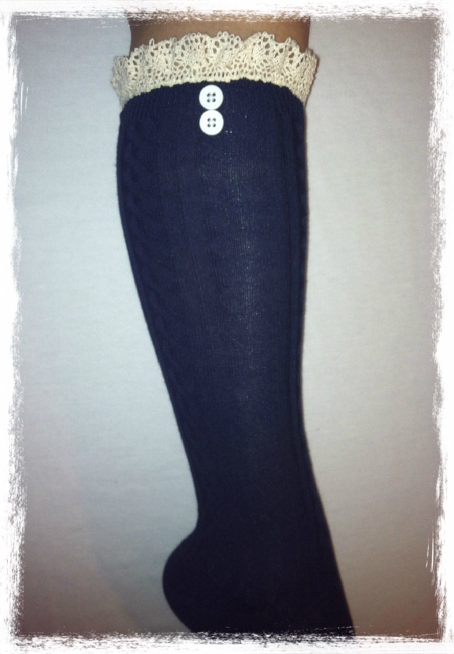 navy knee high sock boots