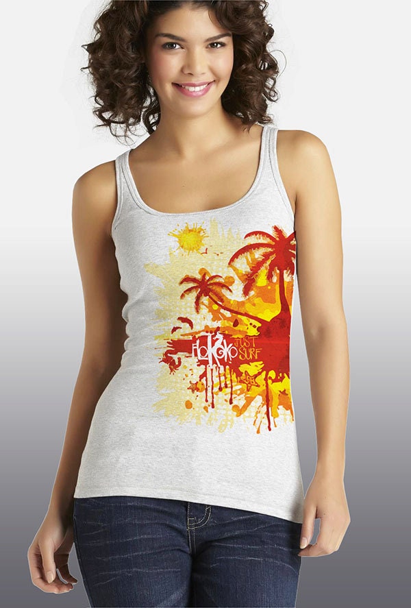 Flokoko Hot Sunset - White Racerback Ribbed Graphic Tank Top - Flokoko