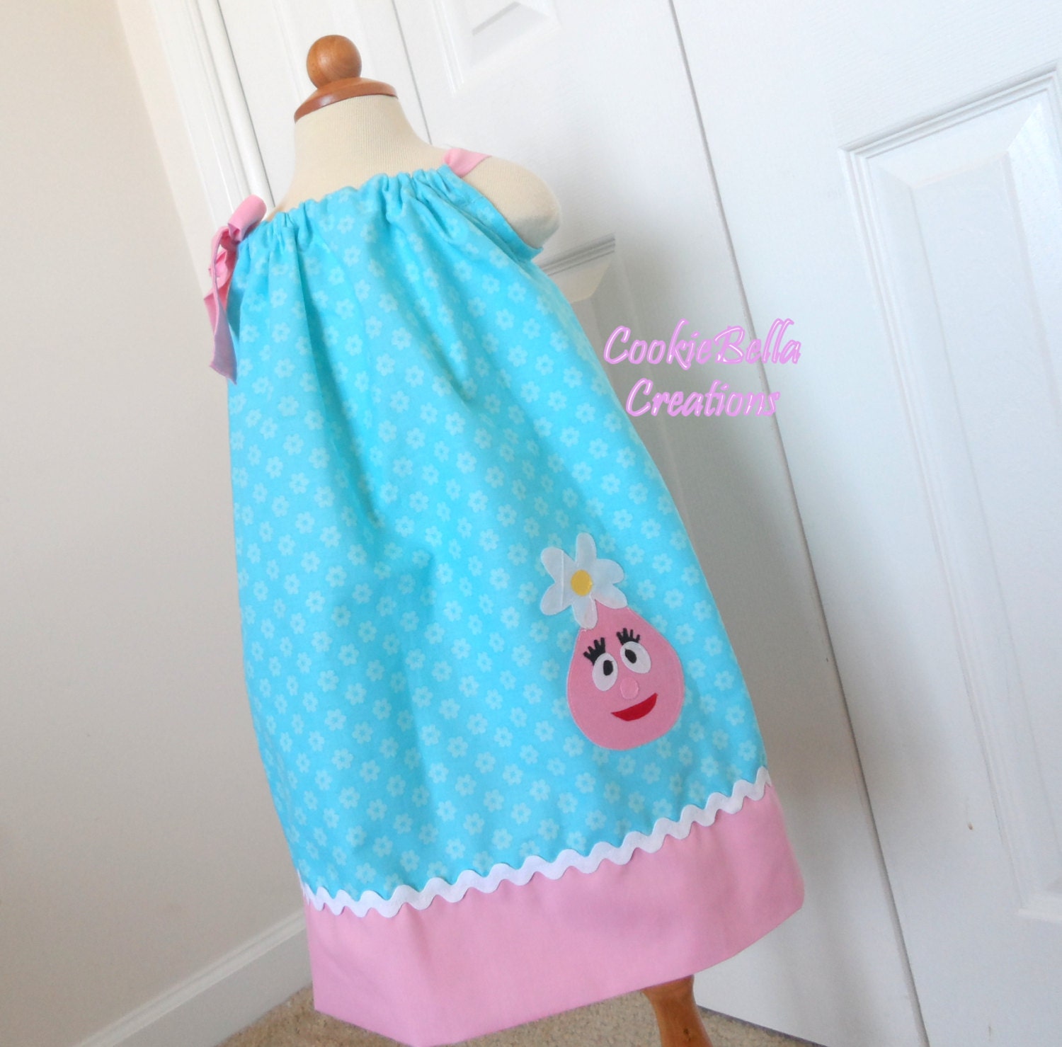 Yo Gabba Gabba Foofa Blue & Pink Pillowcase  Dress 6m-4T