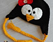 Custom Crochet Penguin Earflap Animal Hat for Newborn Baby, Infant Toddler, Child, or Cute Photo Prop by MEYS MADE for Cool Kids - MeysMadeCoolCrochet
