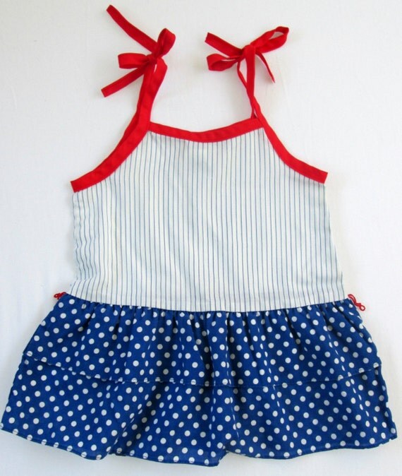 Vintage Red White and Blue toddler sun dress 2T by VintageByErin
