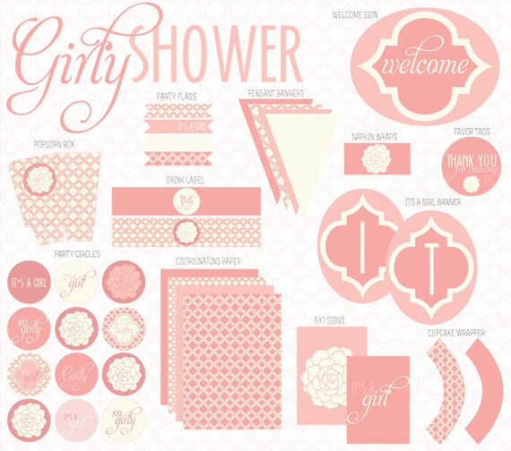 Vintage Pink Baby Shower PRINTABLE Party (INSTANT DOWNLOAD) by Love The Day Il_570xn