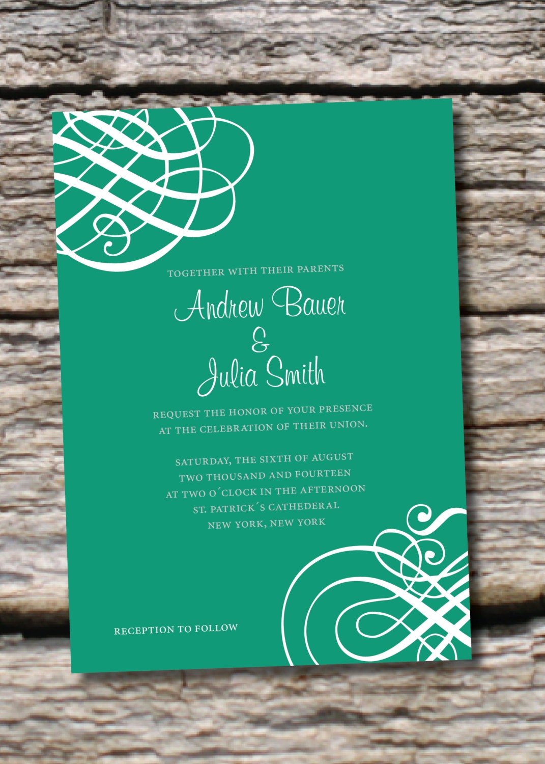 MODERN SWIRL Wedding Invitation/Response Card - 100 Professionally Printed Invitations & Response Cards Il_570xn