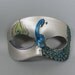 Silver and Teal Peacock Leather Mask