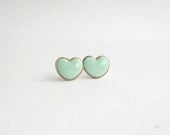 Mint heart  post earrings- Polymer clay jewelry - DivineDecadance