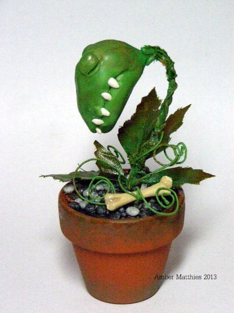 OOAK Sleeping Man Eating Monster Plant for a Haunted Dollhouse "Groghor" by Amber Matthies