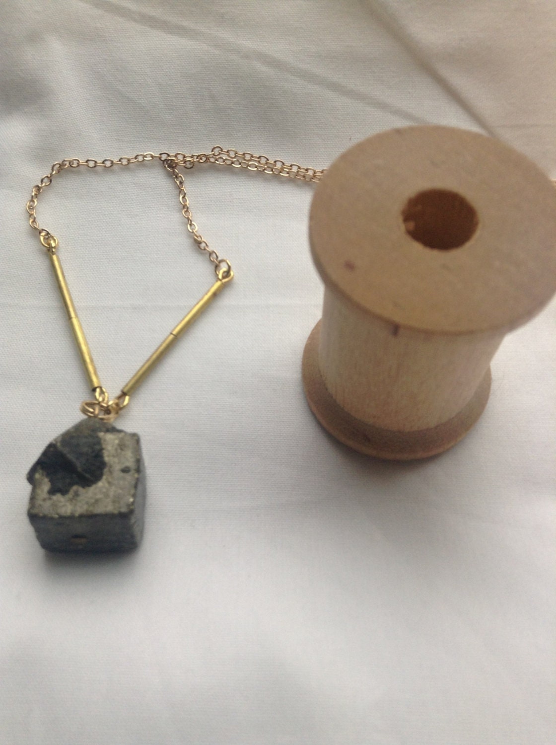 Pyrite Chunk Necklace Geometric
