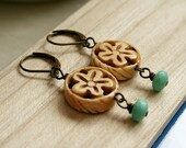 Beachy Boho Flower Dangles with Aqua Glass