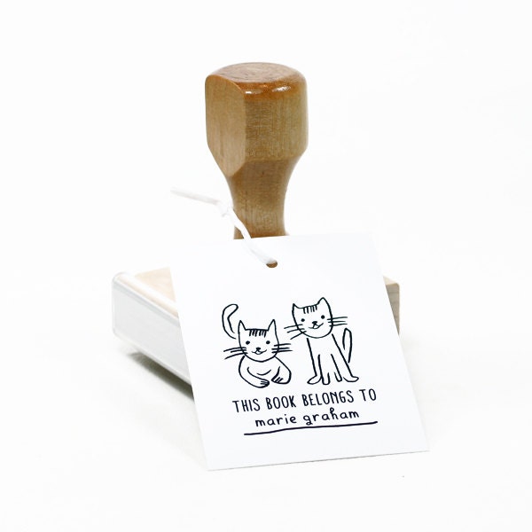 Cat Friends Personalized Rubber Stamp - Custom Name - Custom Cat Stamp
