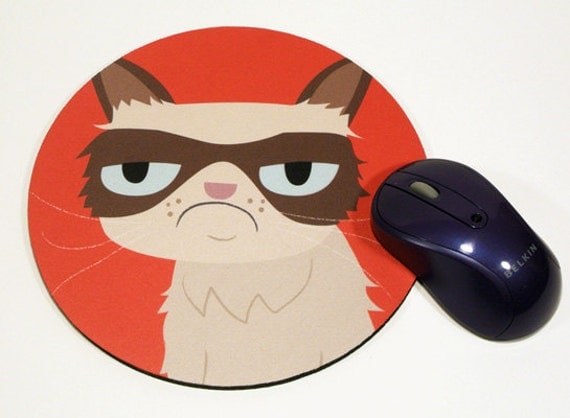 Grumpy Cat MEME internet so ADoRable mouse pad with cute art by Kathleen Habbley oh yeah mousepad