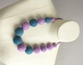 Felted Big Baller Necklace - Teal/Purple