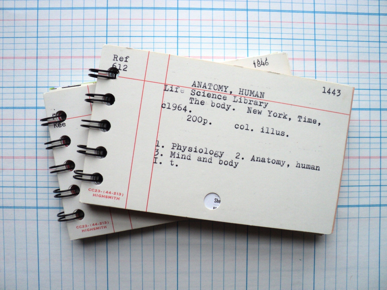 Recycled Library Card Catalog Notebook -- Upcycled, Recycled Journal, Mixed Paper