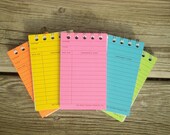 Set of 5 Neon Library Card Notebooks -- Notebook Set, Library Wedding, Reader Gift