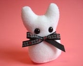 Stuffed Monster -- Something of Love -- White Plush Monster with Valentine's Day Ribbon