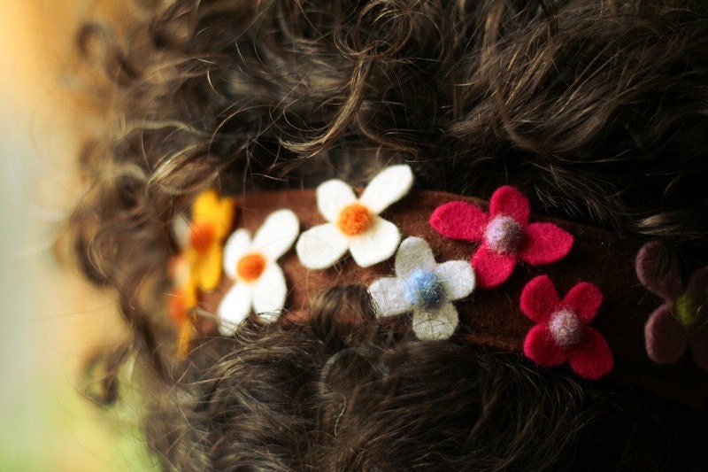 Wild Flowers - Flower Fairy Crown - Felted Wool Headband - Wreath
